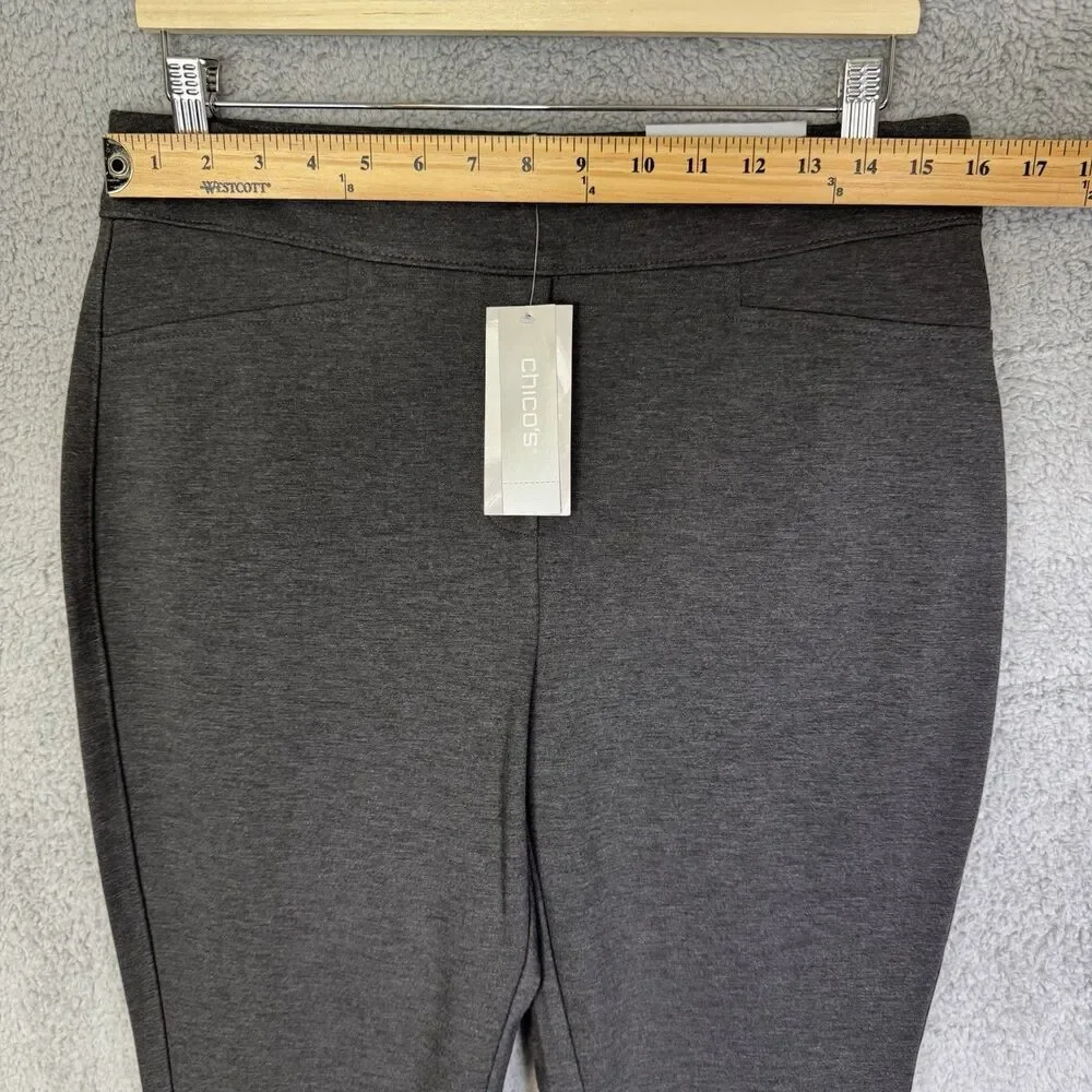 S Chicos‎ Ponte Leggings Size 2R US 12 Gray Stretch Pull On NWT